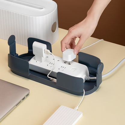 Caja de almacenamiento de cables con regleta de enchufes, organizador de enchufes de cargador, organizador de cables de red, gestión de cables de cargador