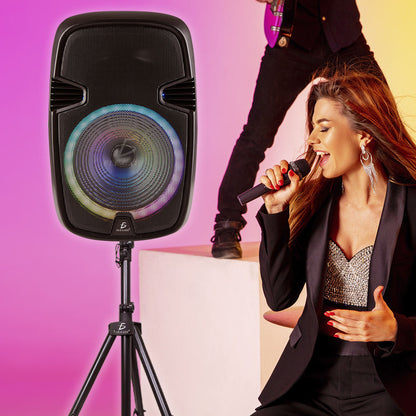 15'' Smart Wireless Bluetooth Speaker With Microphone Stand And Remote Control LED Light